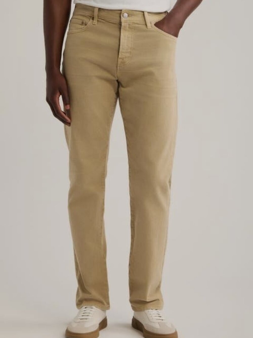 New AG Pollock Trouser Vintage Slim Mid Rise Jeans Mustard Yellow Beige 30 x 32